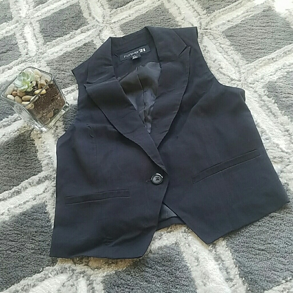 F21 Black Silky Vest